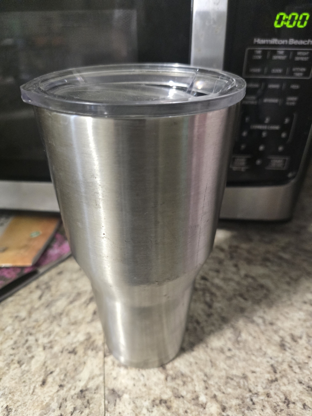Stainless Steel Insulated Travel Tumbler with Clear Lid - Silver